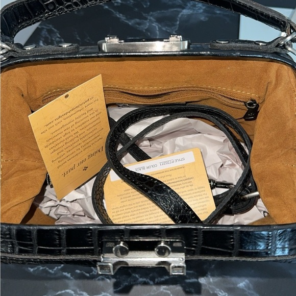 PATRICIA NASH Nela Satchel Black Leather Bag AUTHENTIC NWT (Broken Latch) - Picture 7 of 9